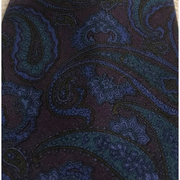 Paolo Da Barberino Silk Tie Paisley Navy Blue Necktie Made in Italy - Picture 2 of 3
